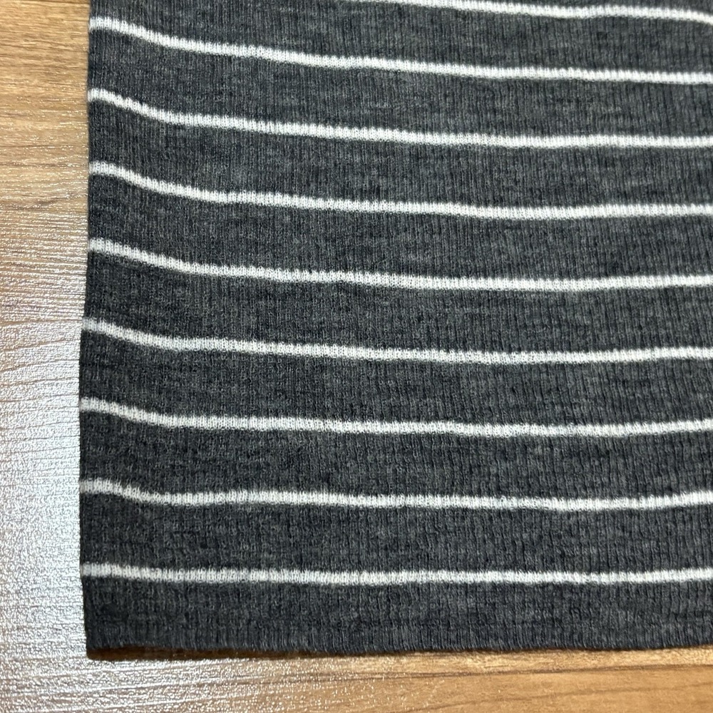 NWT $235 Vince 100% Wool Stripe Rib Knit Shirt CARBON/OFF WHITE Medium Luxury - Picture 3 of 9